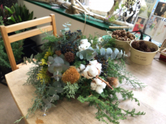 クリスマススワッグレッスン スワッグ作り