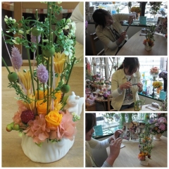 プリザーブドフラワーのレッスン 小山さん20130412
