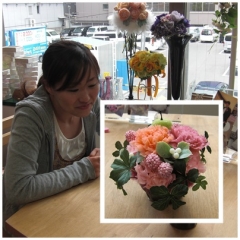 プリザーブドフラワーのレッスン 小山さん20130420