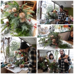 男性が作るクリスマススワッグ