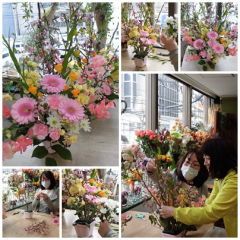 桜のフラワーアレンジレッスン